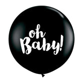 3 foot Oh Baby Black Onyx White Letters Baby Shower Latex Balloon